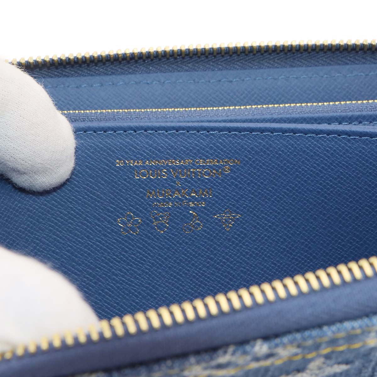 LV x TM Zippy Wallet Monogram Cherry Denim Blue M23161