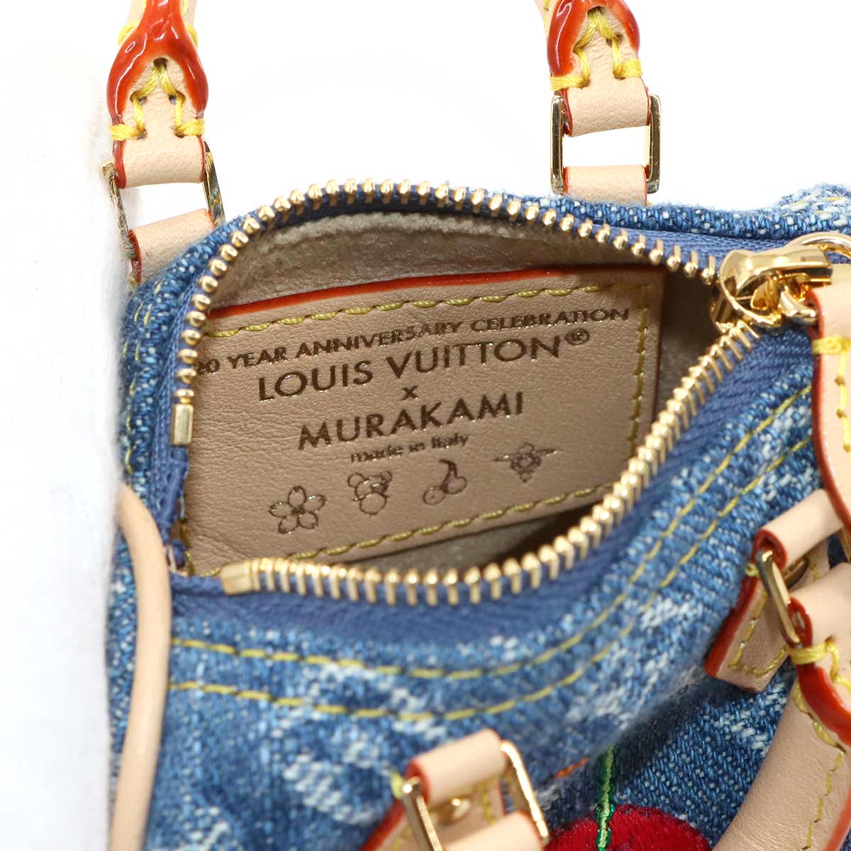 LV x TM Bag Charm Micro Speedy Monogram Cherry Denim