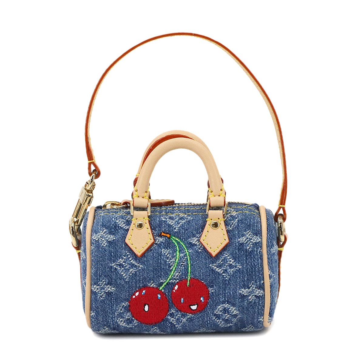 LV x TM Bag Charm Micro Speedy Monogram Cherry Denim