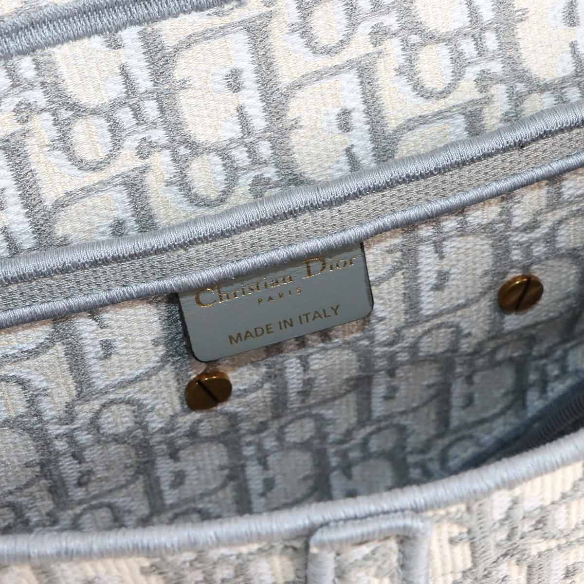 Oblique Saddle Shoulder Bag Canvas Gray Embroidery