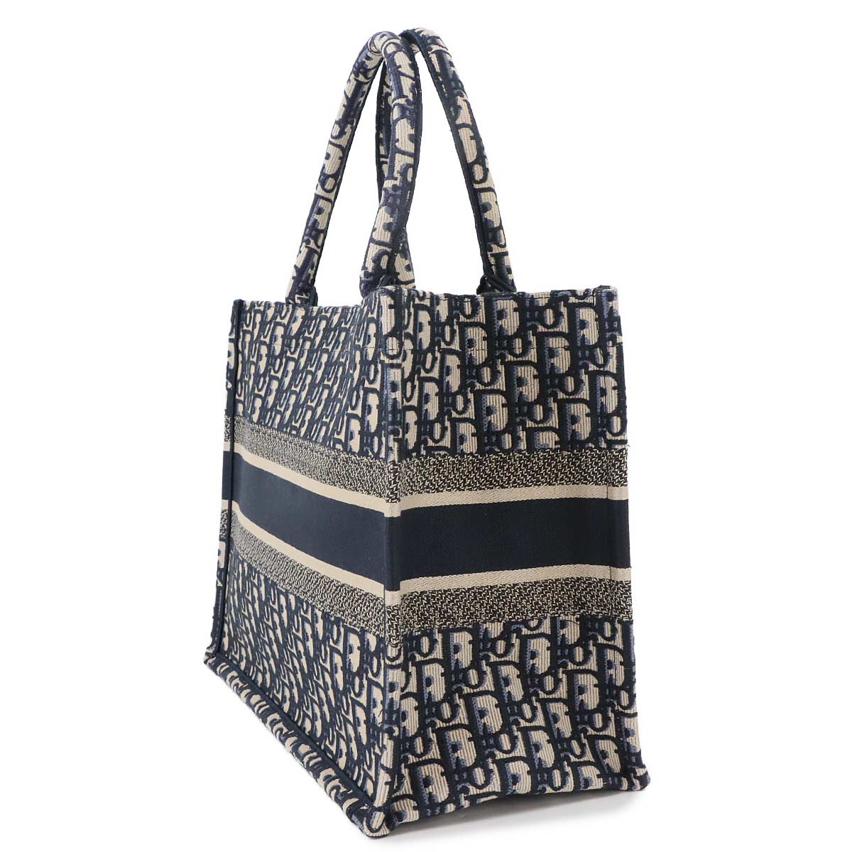 Oblique Book Tote Medium Bag Canvas Navy M1296ZRIW