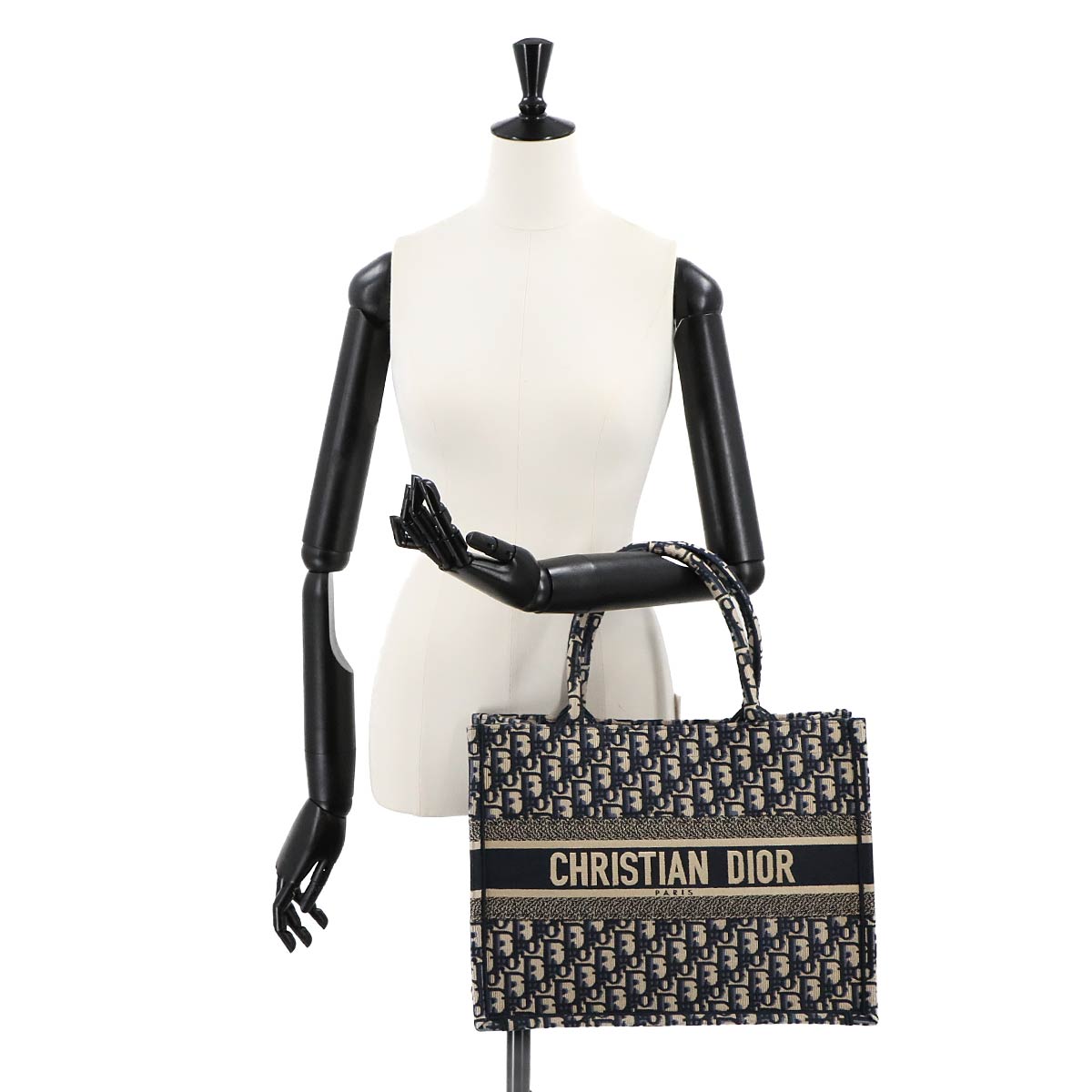 Oblique Book Tote Medium Bag Canvas Navy M1296ZRIW