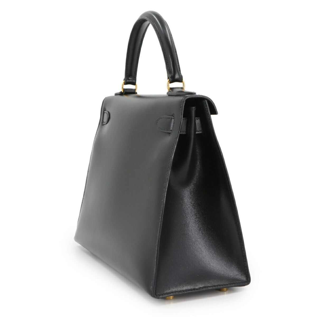 Kelly 28 2way Hand Shoulder Bag Box carf Black Purse