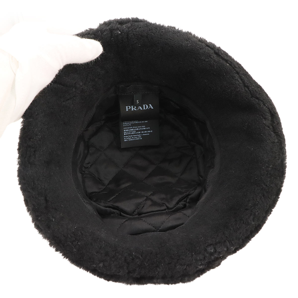 Bucket Hat Sheepskin fur Black S Triangle Logos
