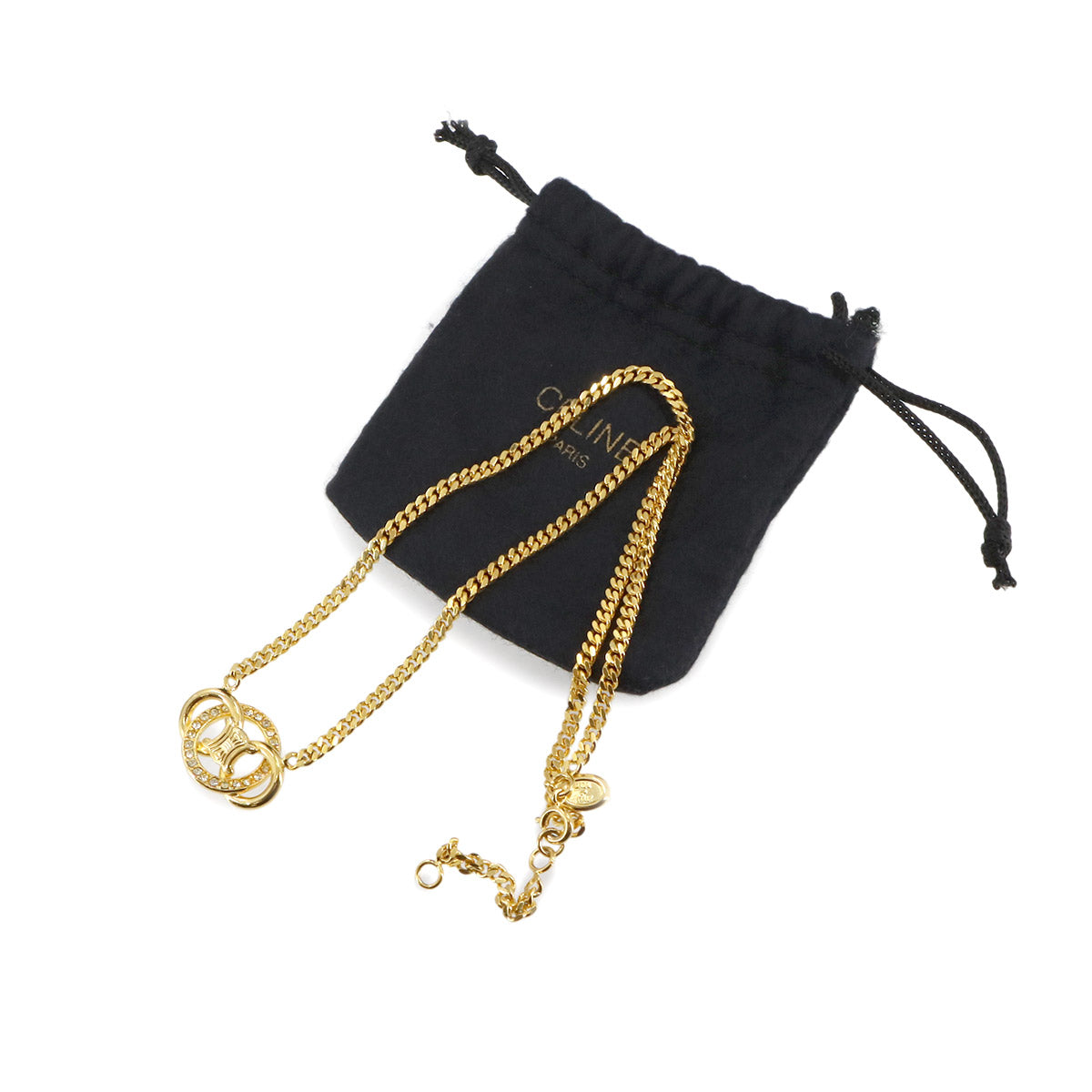 Macadam RhineStone Chain Necklace Gold Accessory