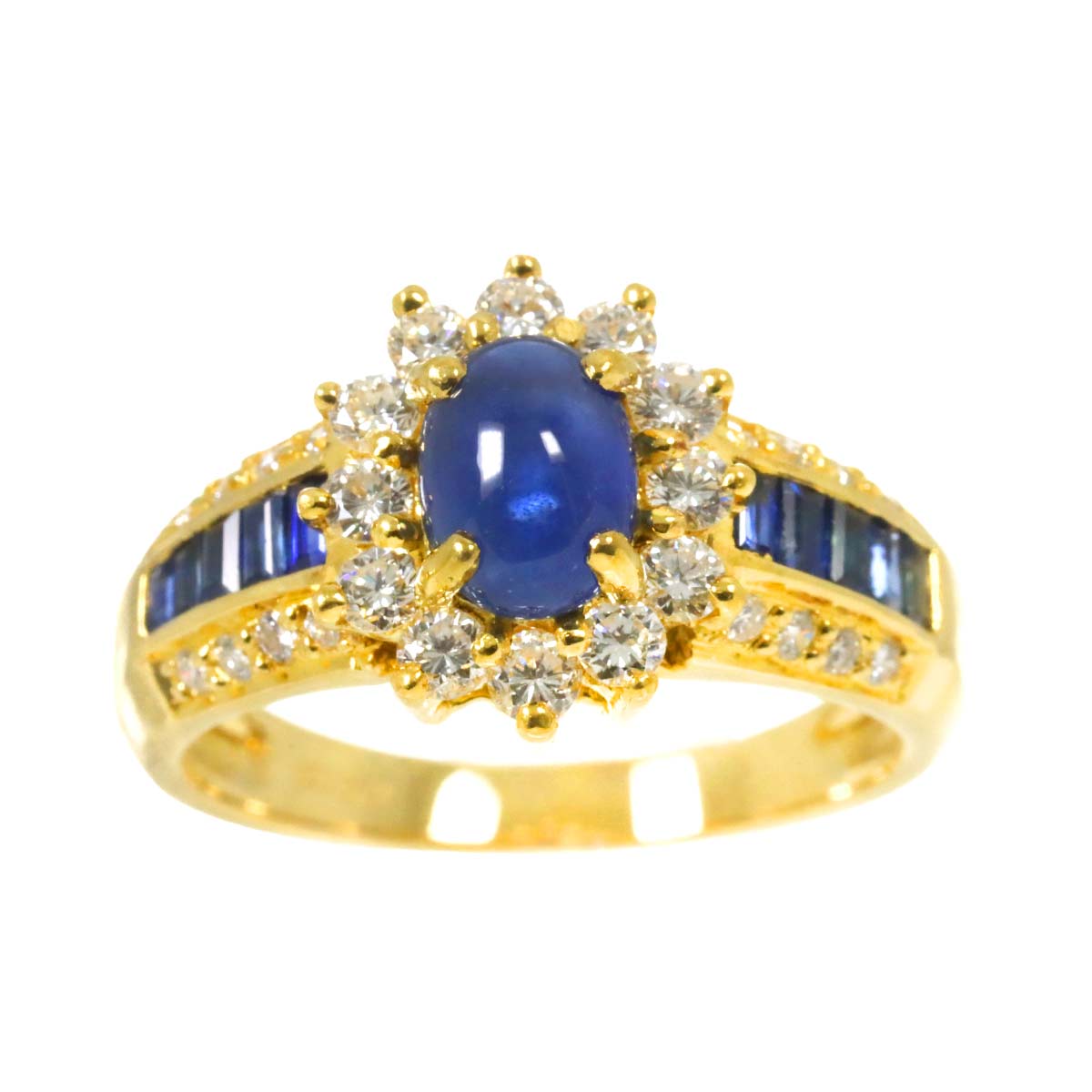 Ponte Vecchio Sapphire 1.28/0.36ct Diamond Ring 18K YG size6.5-6.75(US)