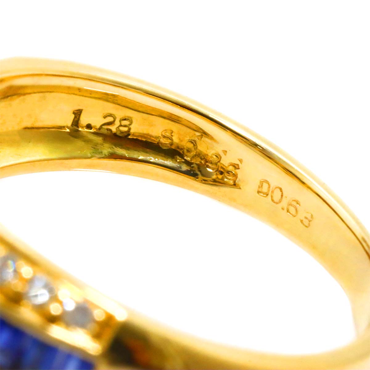 Ponte Vecchio Sapphire 1.28/0.36ct Diamond Ring 18K YG size6.5-6.75(US)