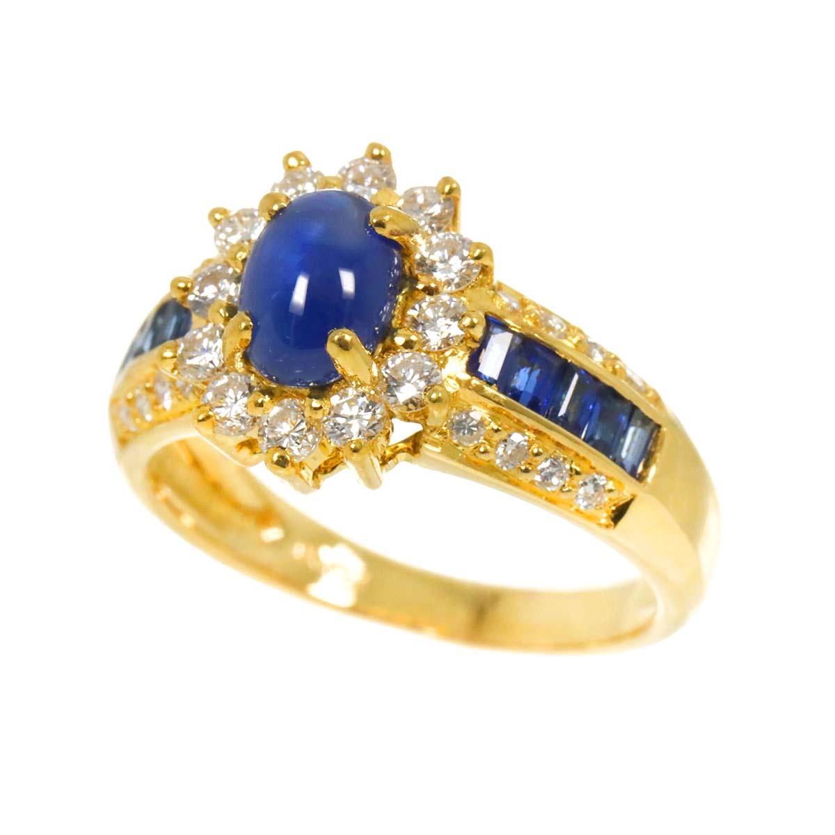 Ponte Vecchio Sapphire 1.28/0.36ct Diamond Ring 18K YG size6.5-6.75(US)