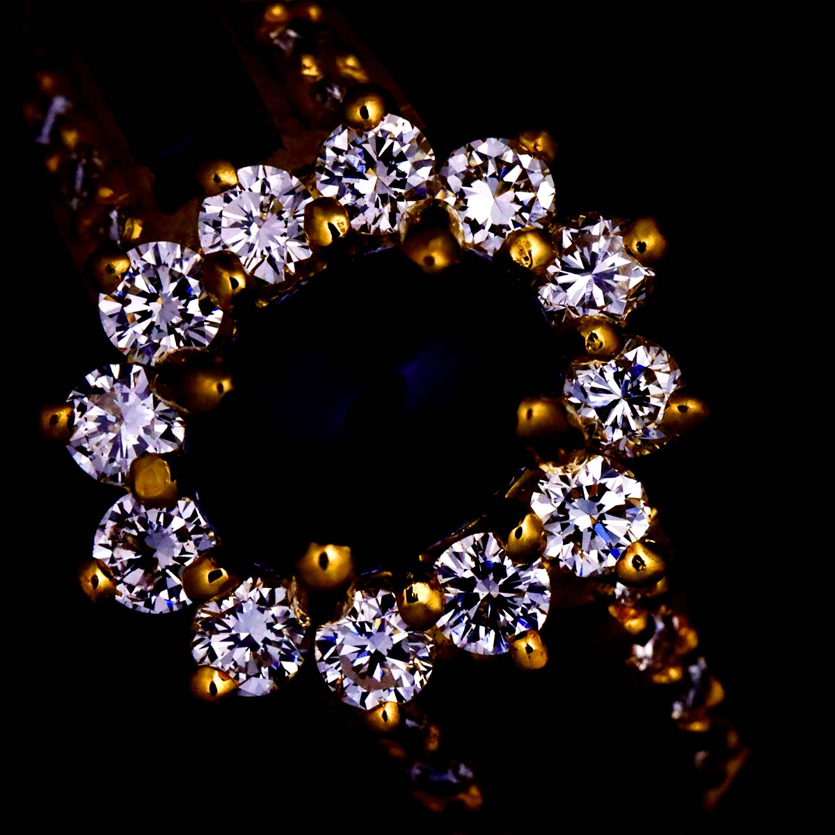 Ponte Vecchio Sapphire 1.28/0.36ct Diamond Ring 18K YG size6.5-6.75(US)