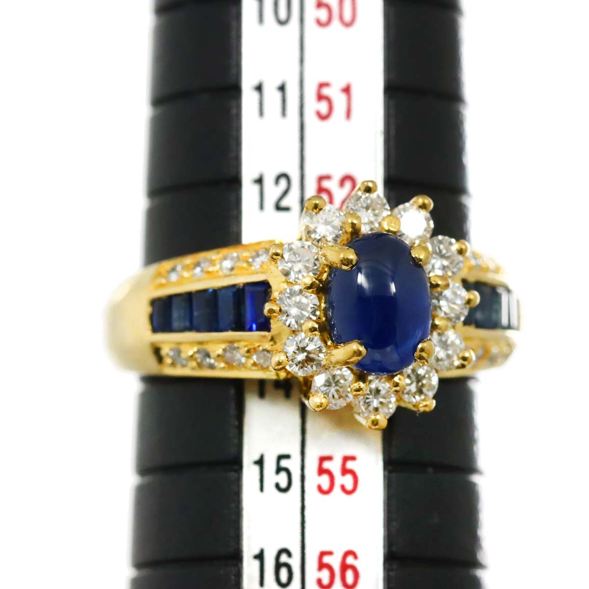 Ponte Vecchio Sapphire 1.28/0.36ct Diamond Ring 18K YG size6.5-6.75(US)