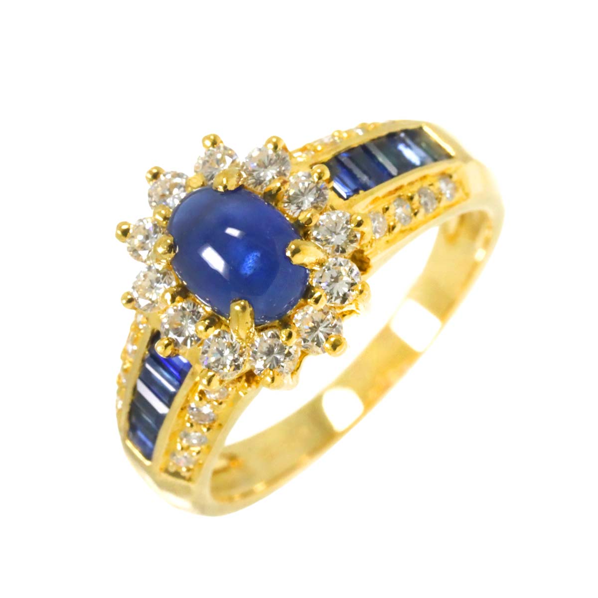 Ponte Vecchio Sapphire 1.28/0.36ct Diamond Ring 18K YG size6.5-6.75(US)