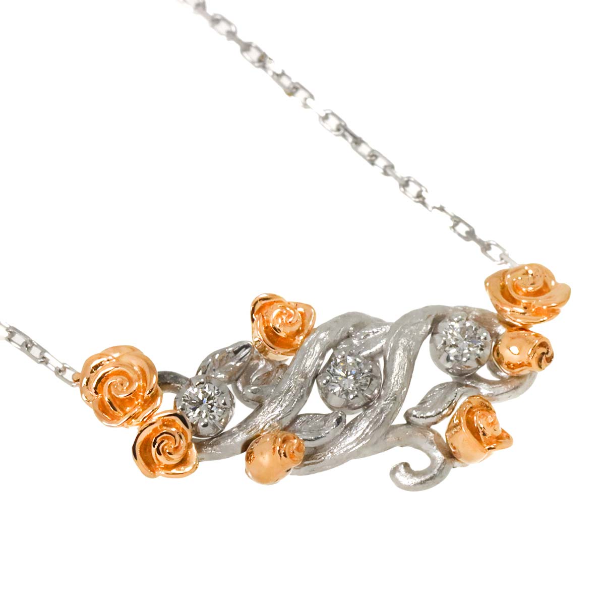 Diamond 0.07ct Necklace 18K WG PG White Pink Gold 750