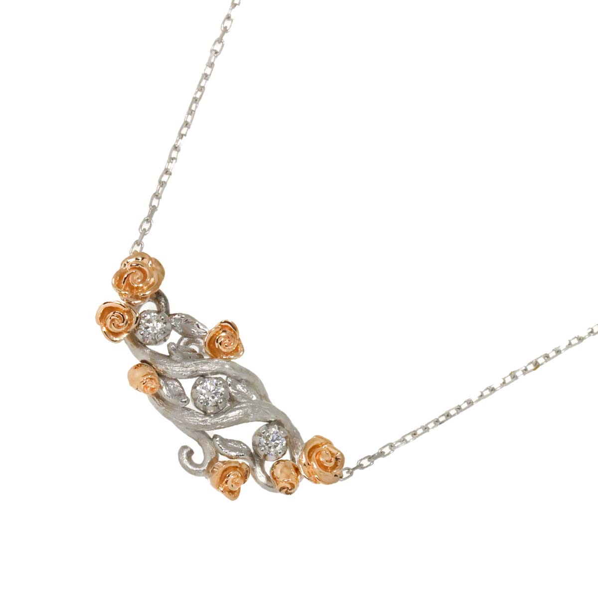 Diamond 0.07ct Necklace 18K WG PG White Pink Gold 750