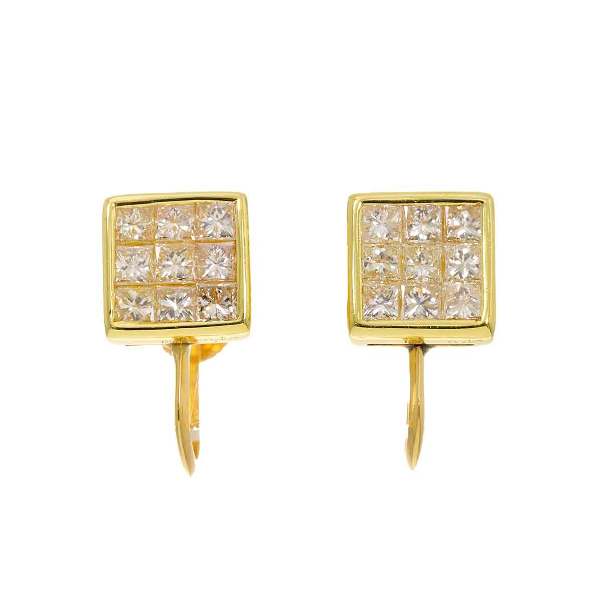 Diamond 0.40ct/0.40ct Earrings 18K K18 YG 750