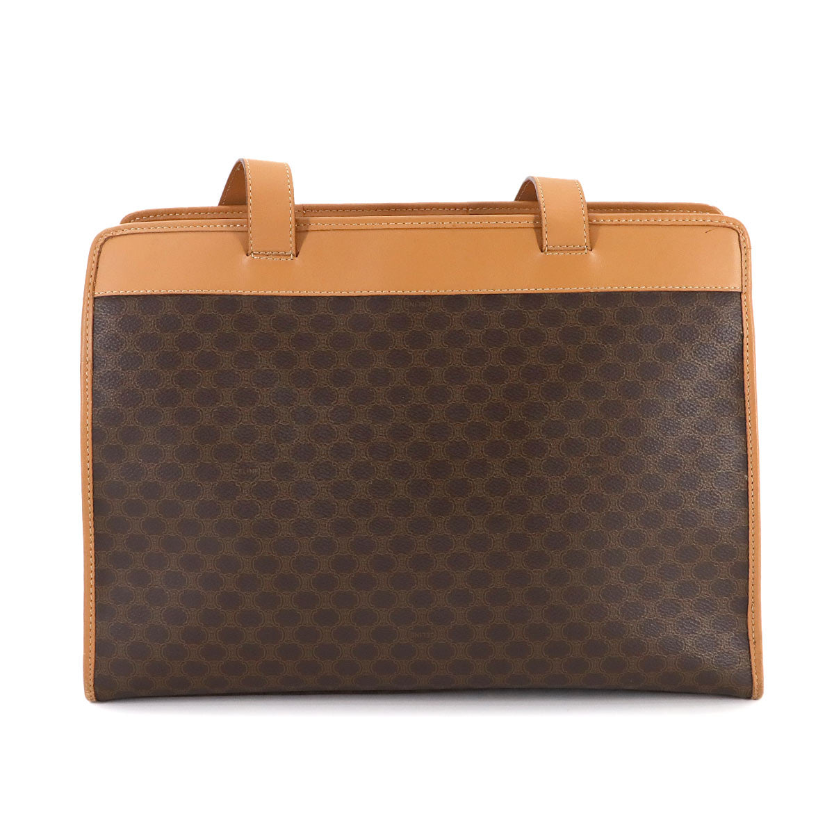 CELINE Macadam Tote Bag PVC Leather Brown Vintage Purse