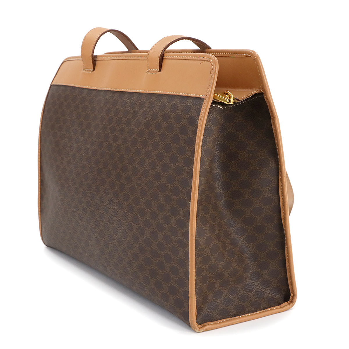 CELINE Macadam Tote Bag PVC Leather Brown Vintage Purse