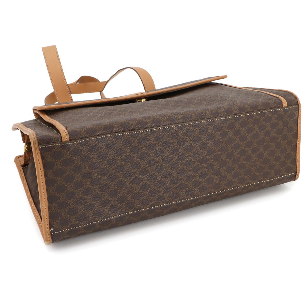 CELINE Macadam Tote Bag PVC Leather Brown Vintage Purse