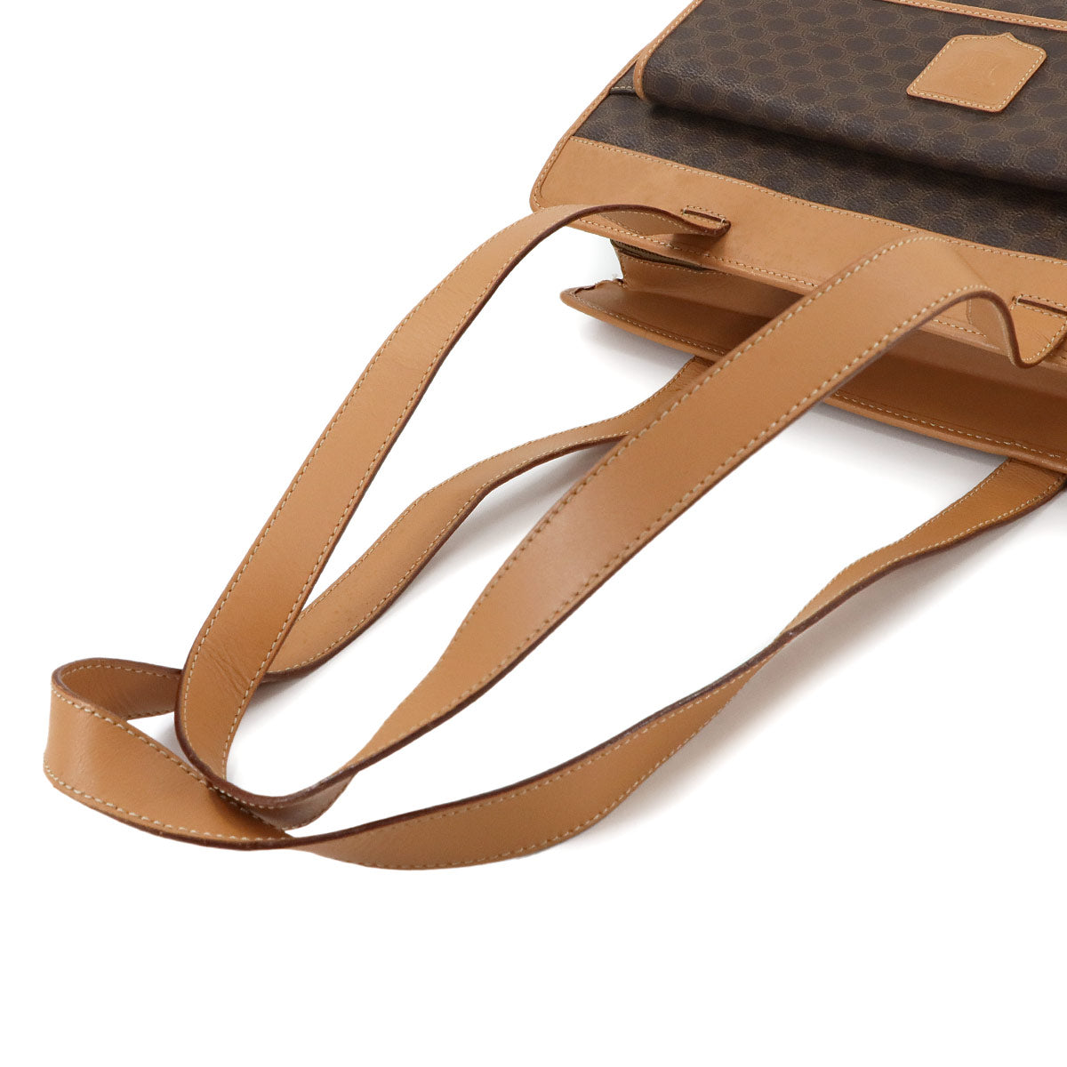 CELINE Macadam Tote Bag PVC Leather Brown Vintage Purse