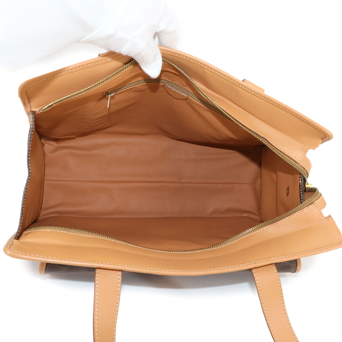 CELINE Macadam Tote Bag PVC Leather Brown Vintage Purse