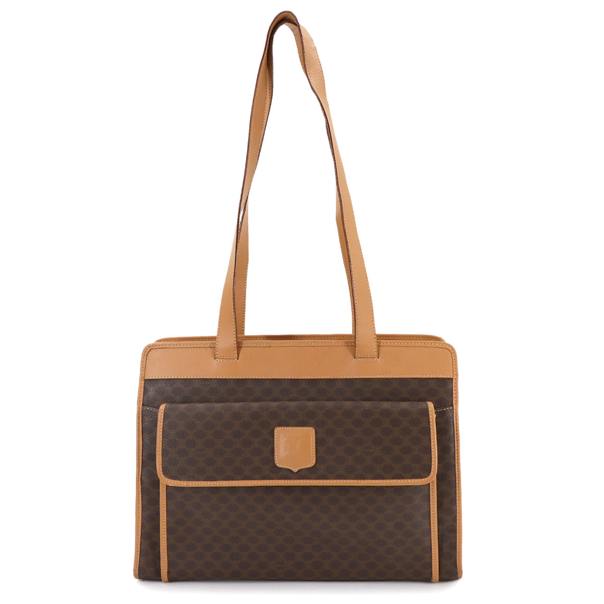 CELINE Macadam Tote Bag PVC Leather Brown Vintage Purse