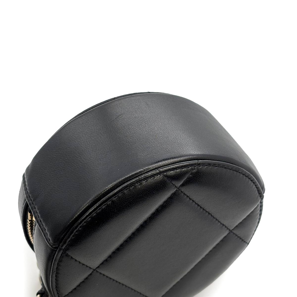 CHANEL 19 Round Clutch Chain Shoulder Bag Leather Black AP0945 Purse