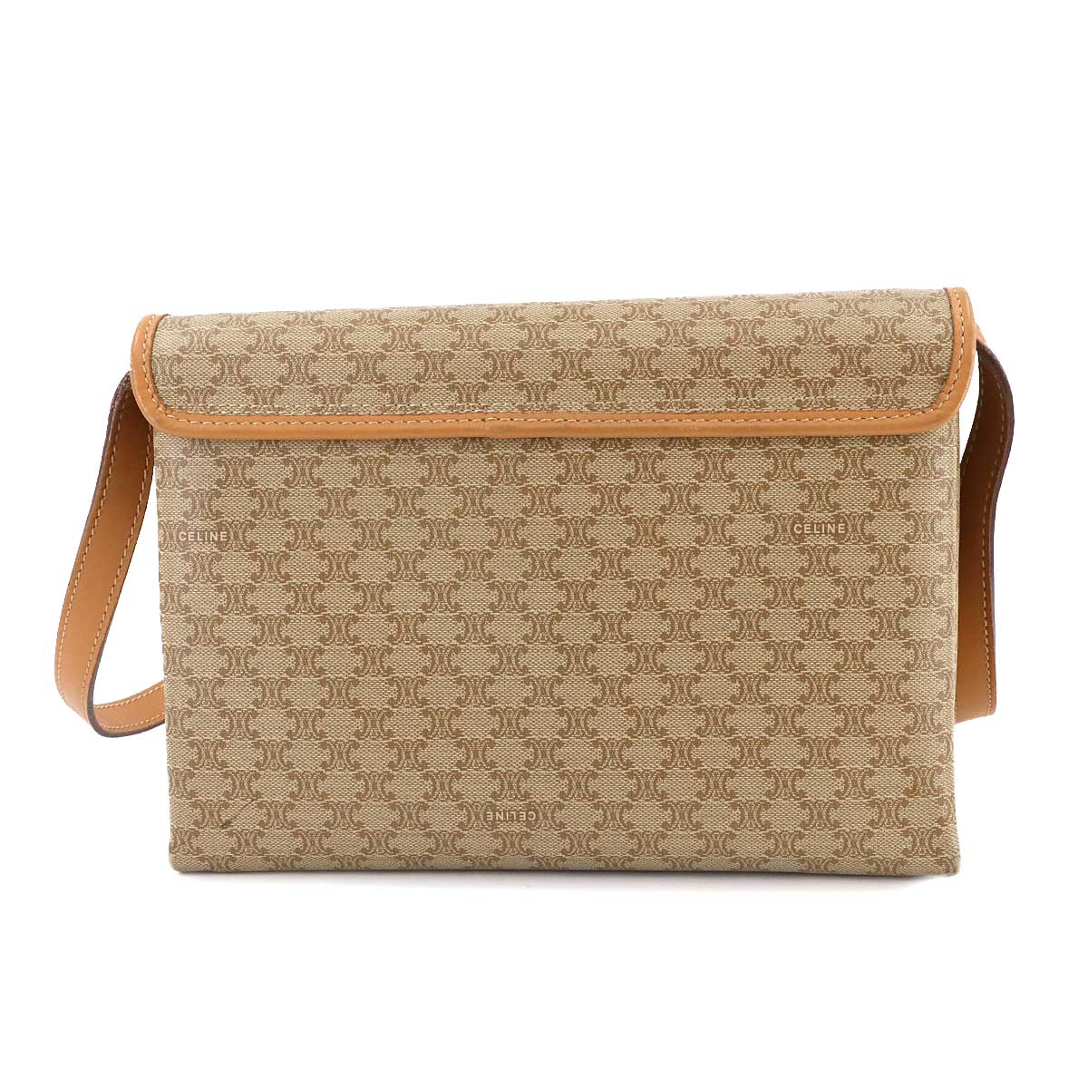 Macadam Shoulder Bag Leather PVC Beige Vintage Purse