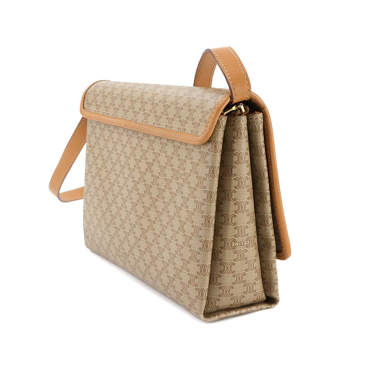 Macadam Shoulder Bag Leather PVC Beige Vintage Purse