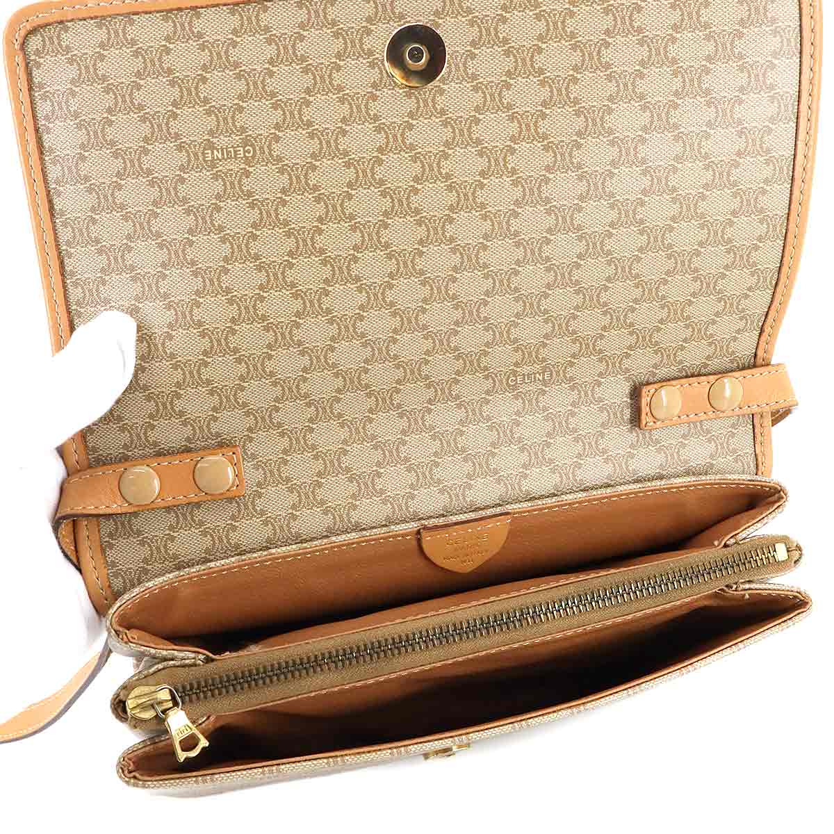 Macadam Shoulder Bag Leather PVC Beige Vintage Purse