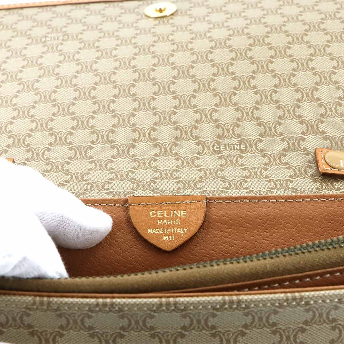 Macadam Shoulder Bag Leather PVC Beige Vintage Purse