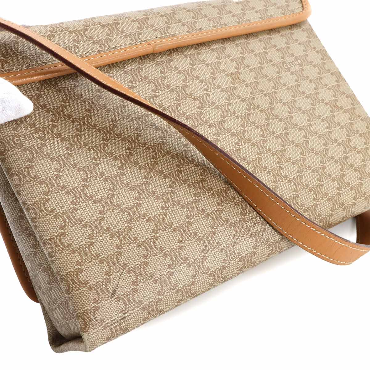 Macadam Shoulder Bag Leather PVC Beige Vintage Purse