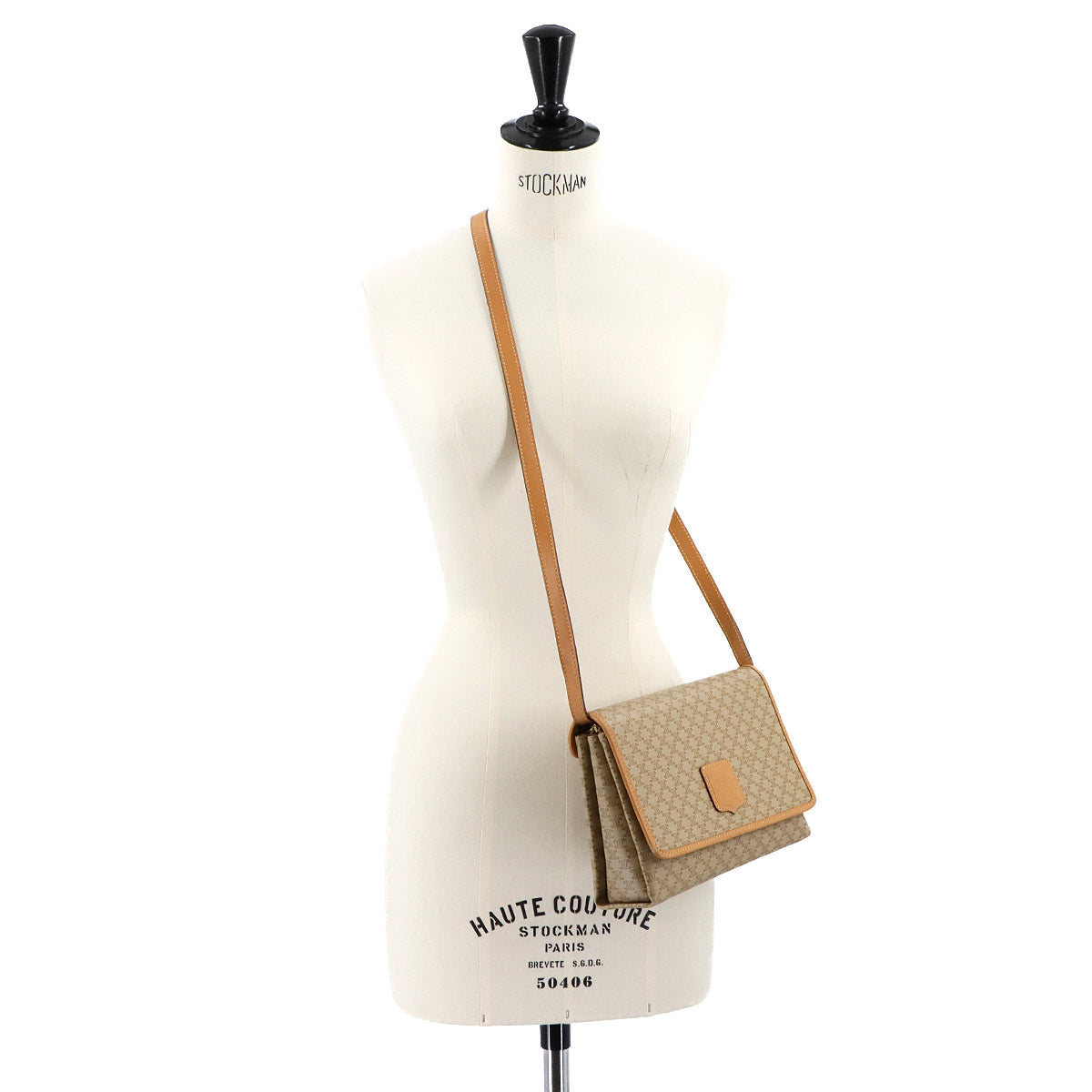 Macadam Shoulder Bag Leather PVC Beige Vintage Purse