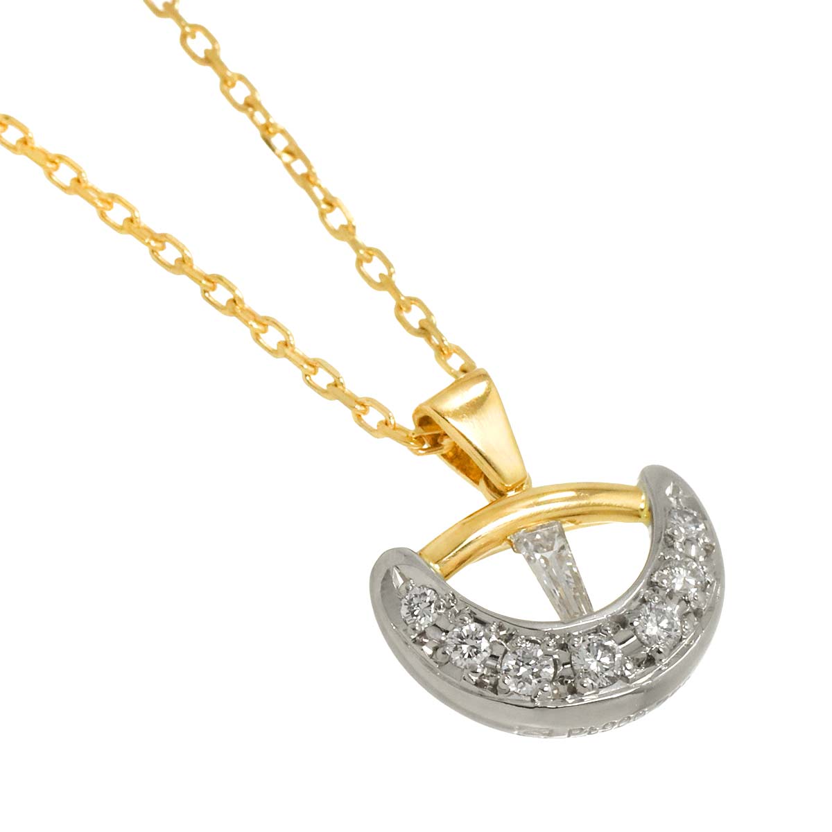 GHERARDINI Diamond 0.12ct/0.09ct Necklace Platinum 18K YG 750