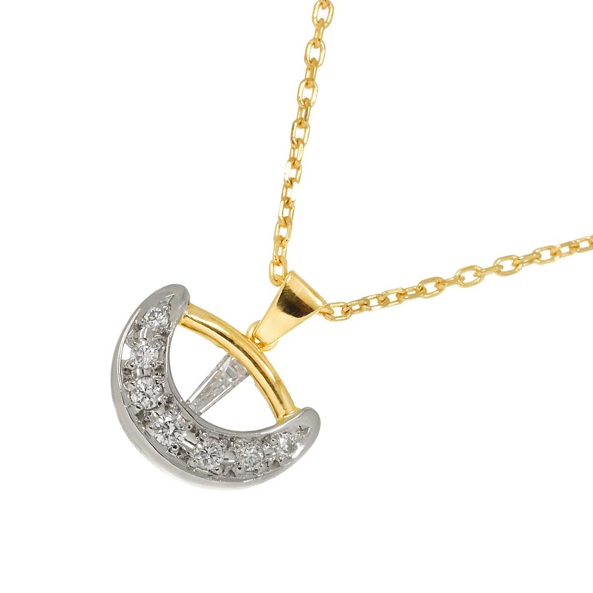 GHERARDINI Diamond 0.12ct/0.09ct Necklace Platinum 18K YG 750