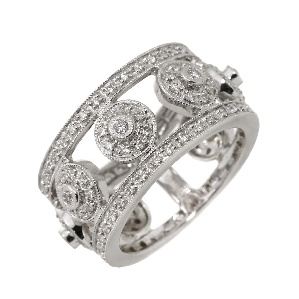 Diamond 0.70ct Ring 18K K18 WG White Gold size6-6.25(US)