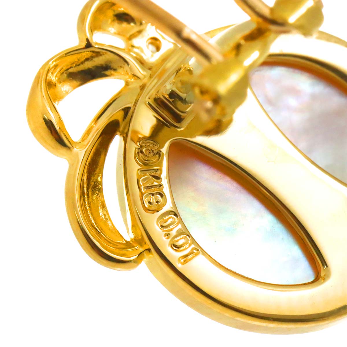 Mabe Pearl Diamond 0.01ctx2 Earrings Clip on 18K YG 750