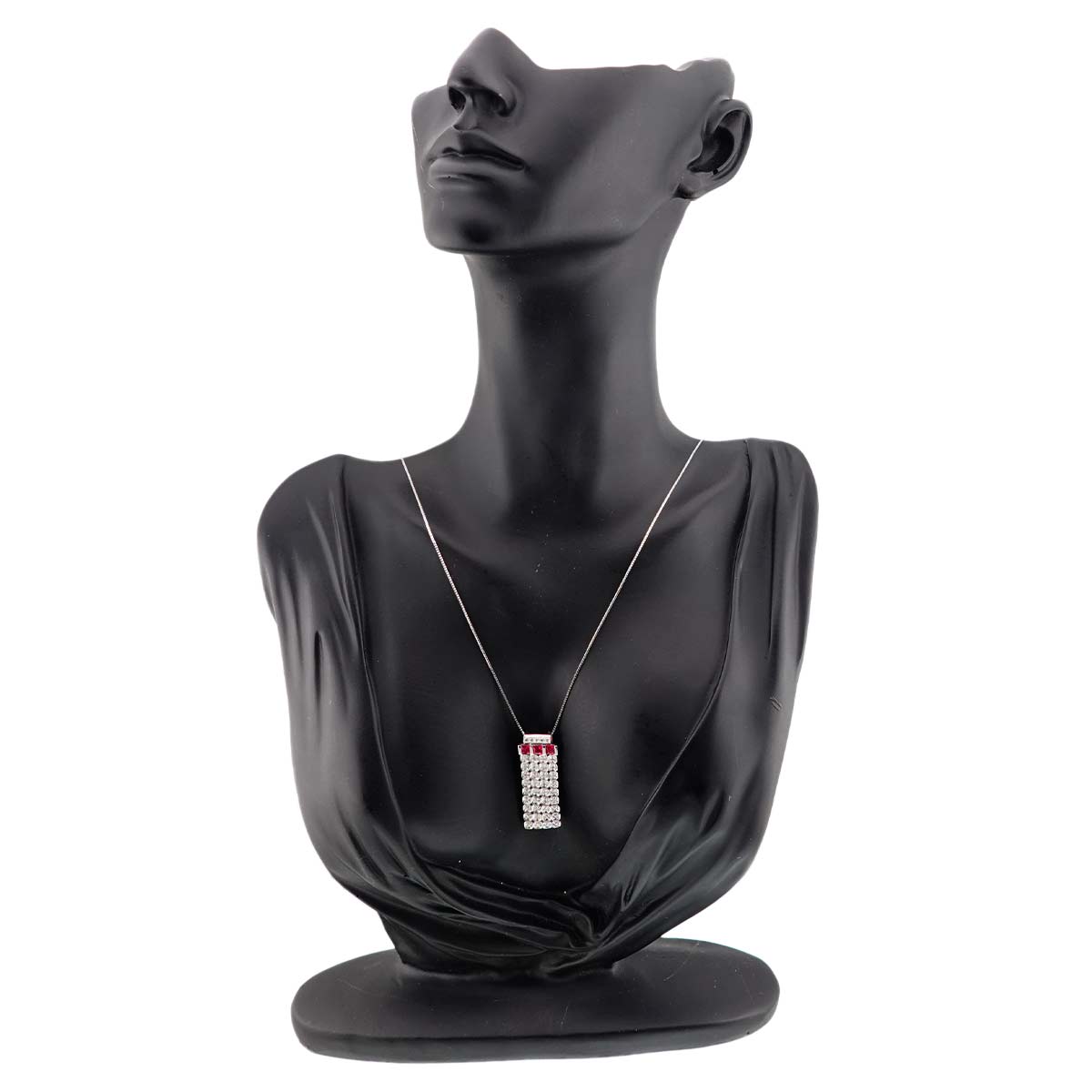 Ruby 0.55ct Diamond 0.47ct Necklace 18K 18K White Gold 750