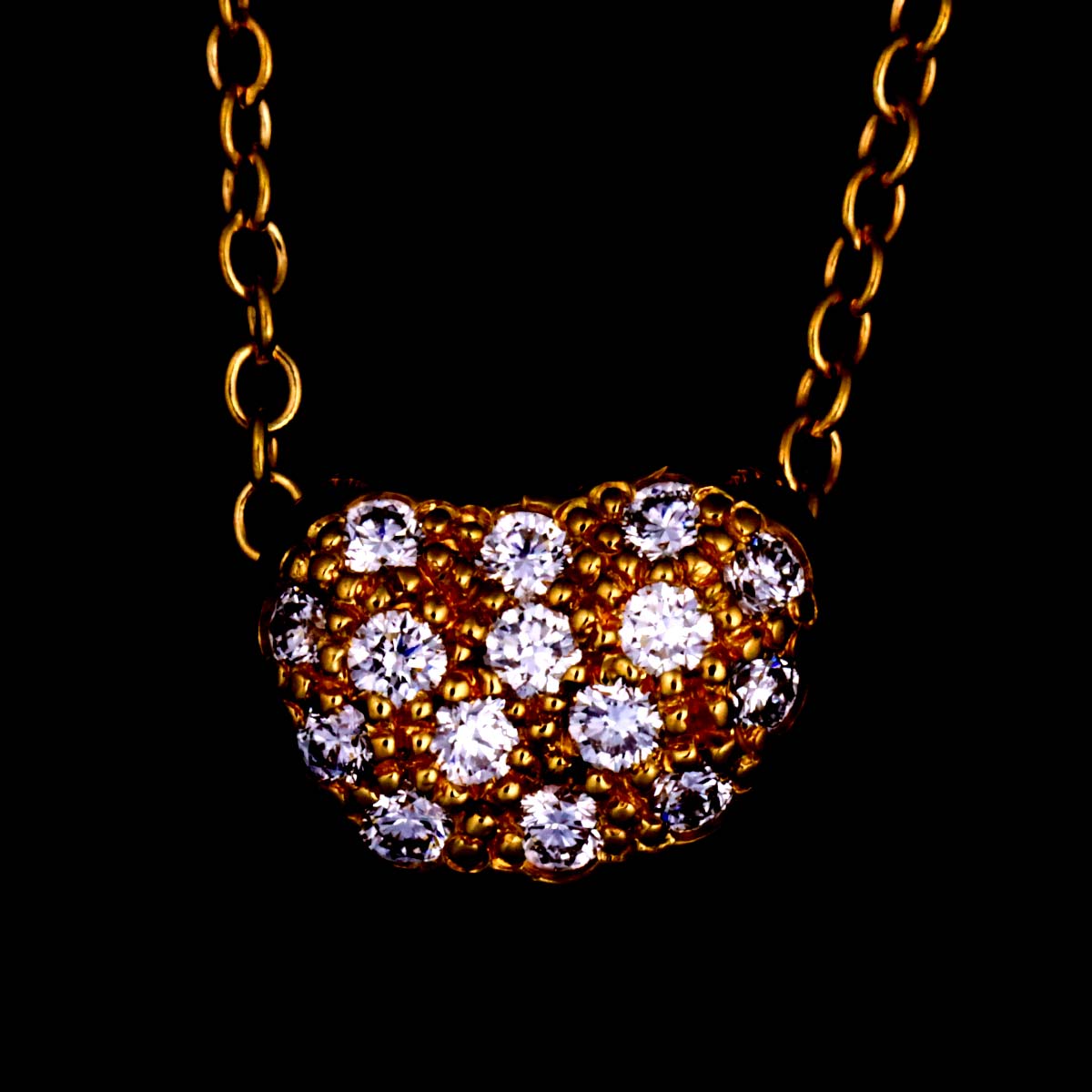 Bean Diamond Necklace 18K Yellow Gold 750