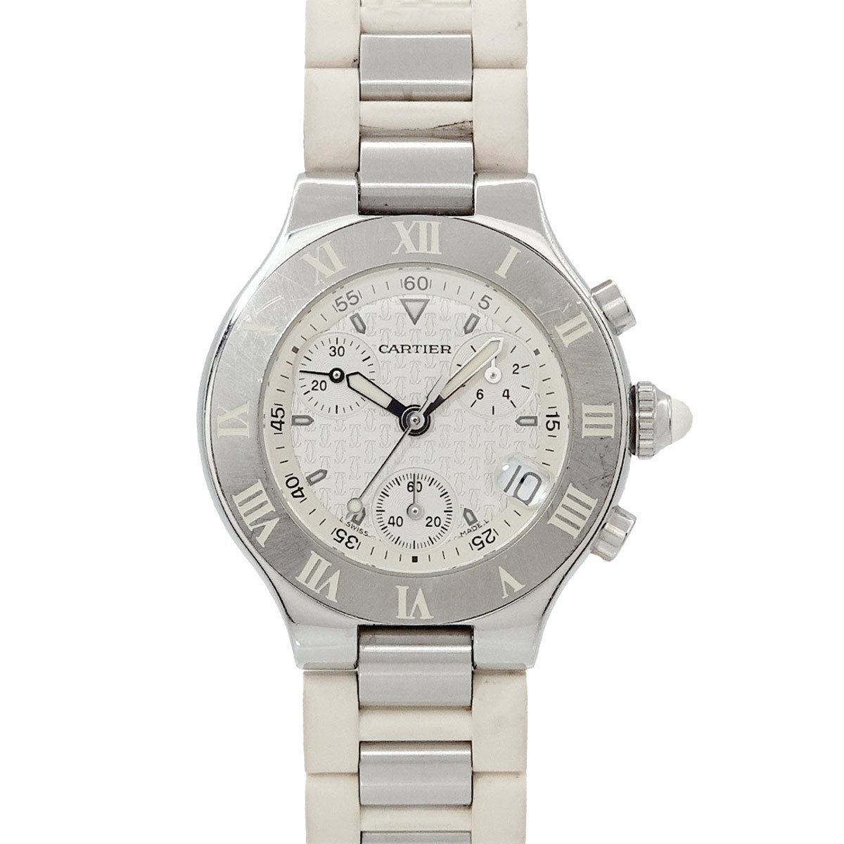 Must 21 Chronoscaph W10197U2 Quartz White Dial Ladies Watch