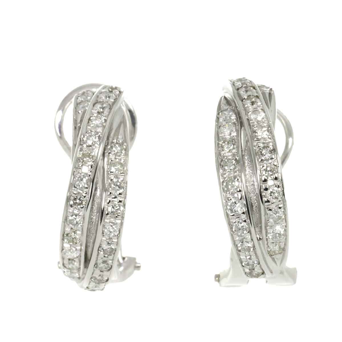 Diamond 0.34ct/0.34ct 0.25ct/0.25ct Earrings Clip-on Pierced 18K WG 750