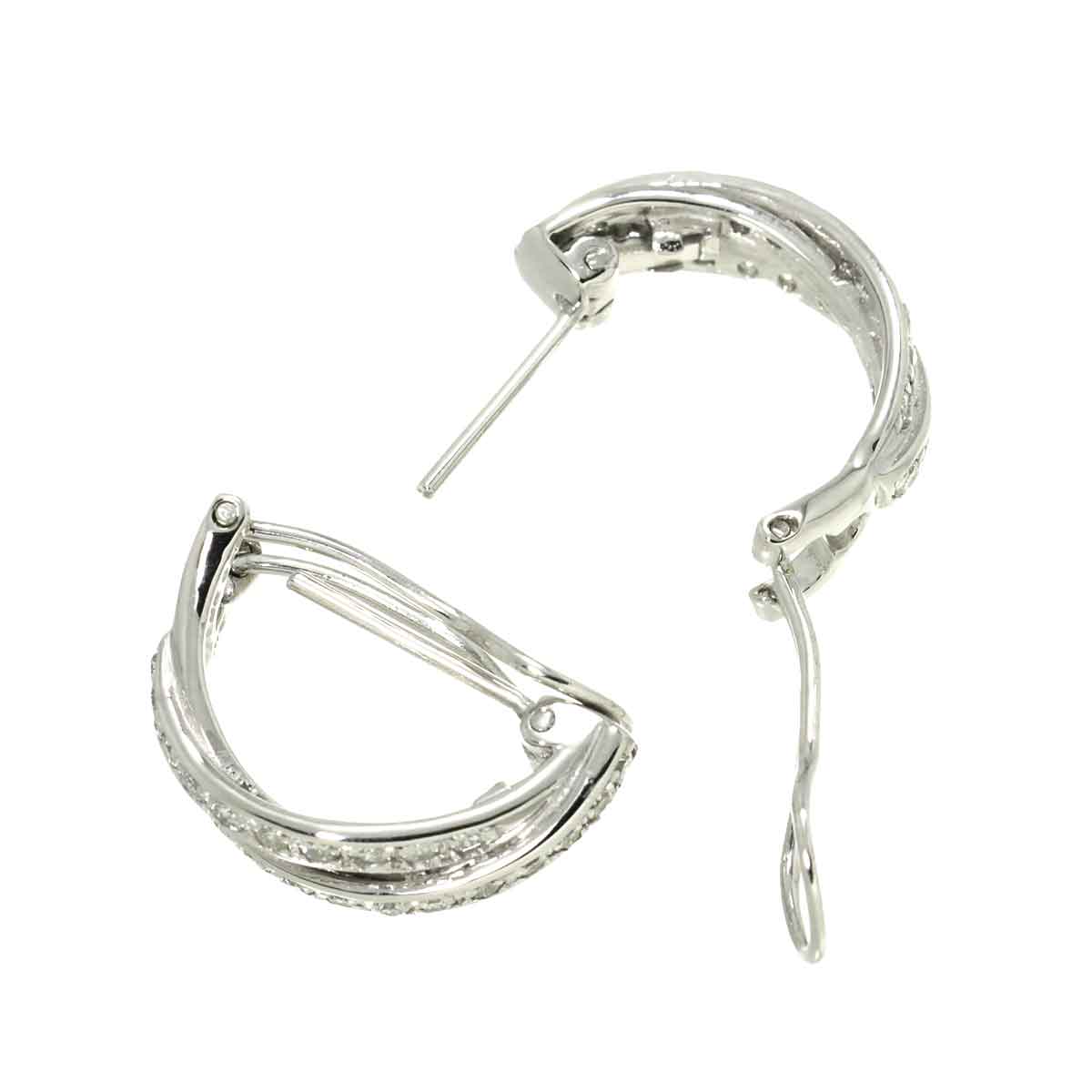 Diamond 0.34ct/0.34ct 0.25ct/0.25ct Earrings Clip-on Pierced 18K WG 750