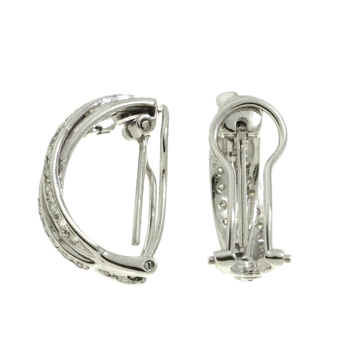 Diamond 0.34ct/0.34ct 0.25ct/0.25ct Earrings Clip-on Pierced 18K WG 750