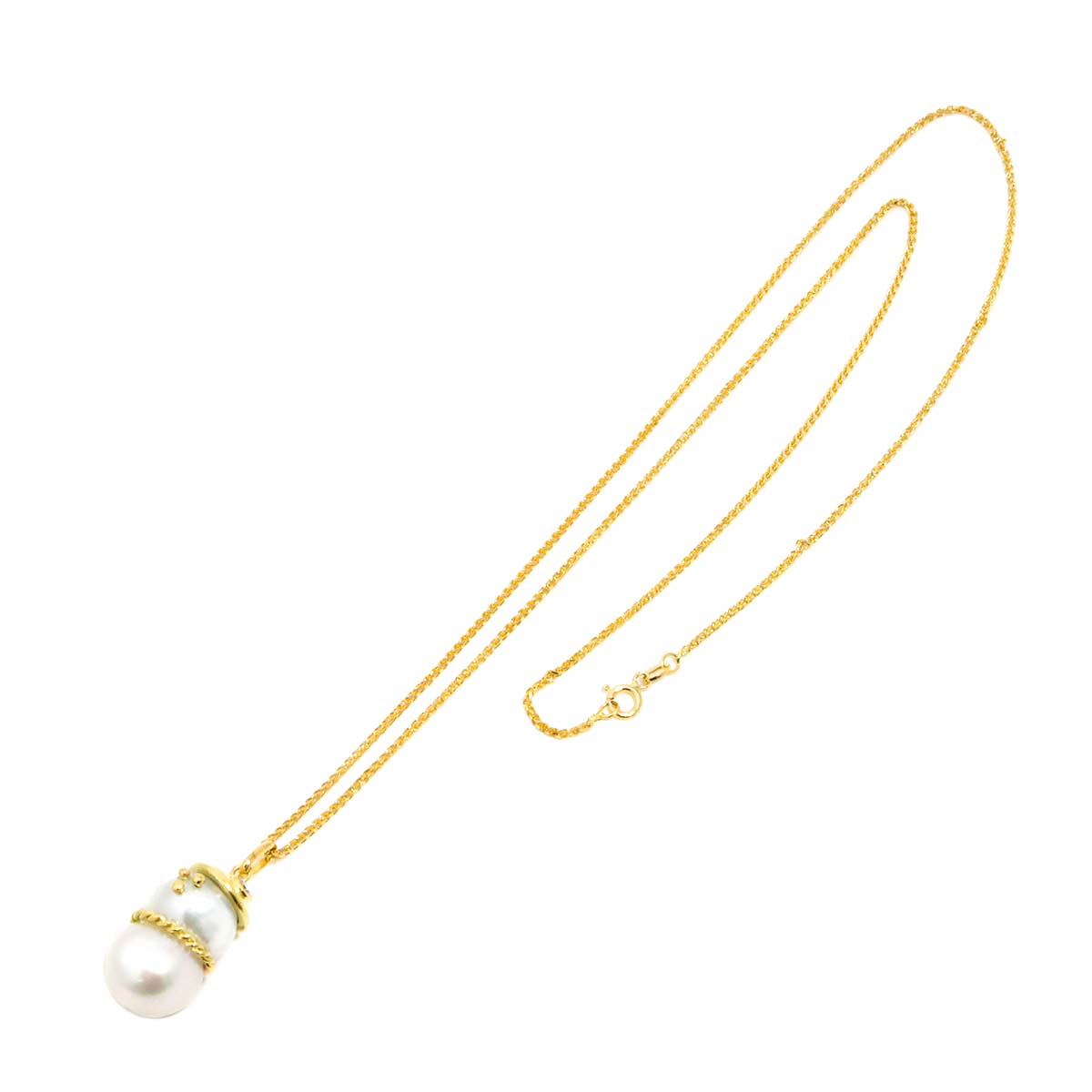 South Sea Pearl Diamond Necklace 18K YG Yellow Gold 750