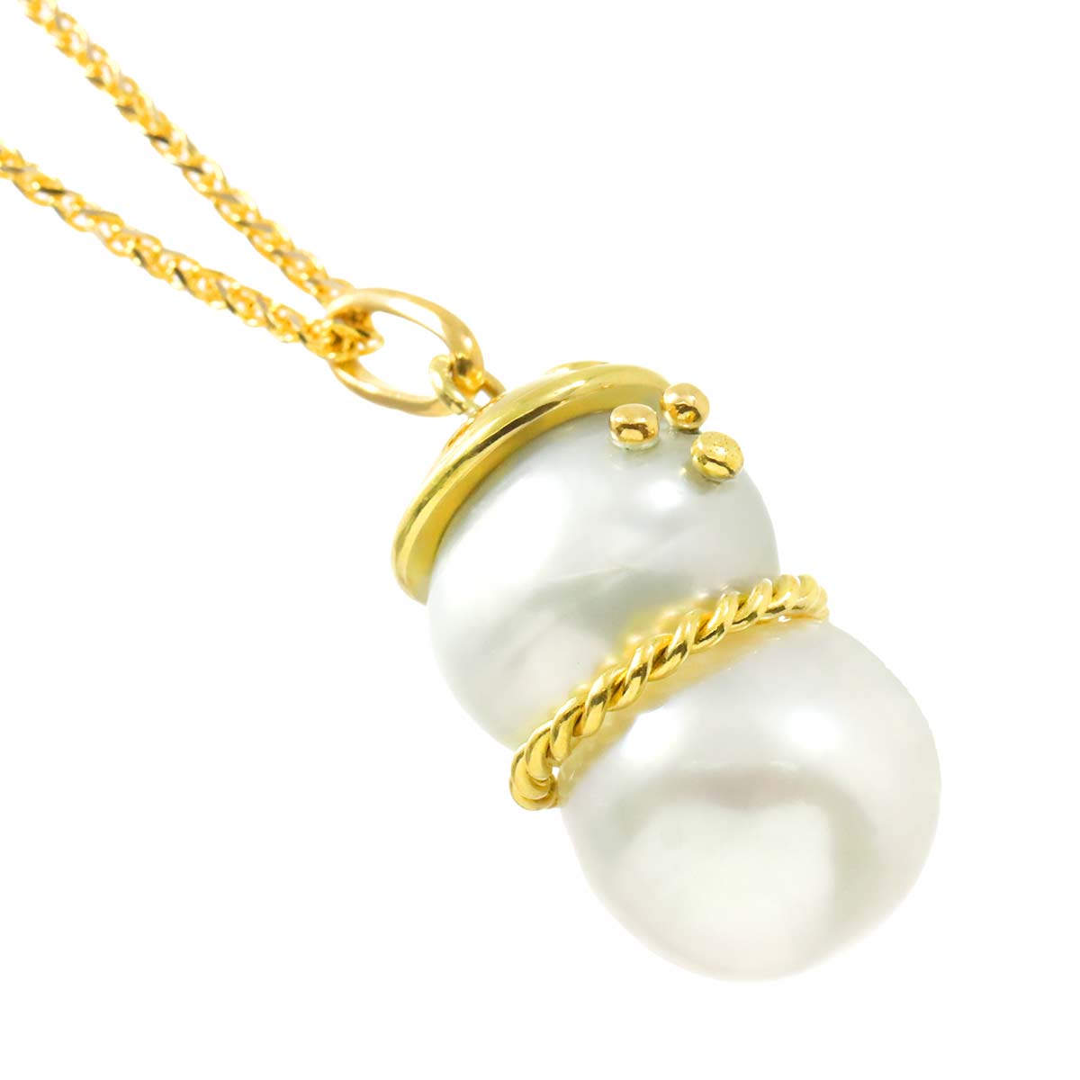 South Sea Pearl Diamond Necklace 18K YG Yellow Gold 750