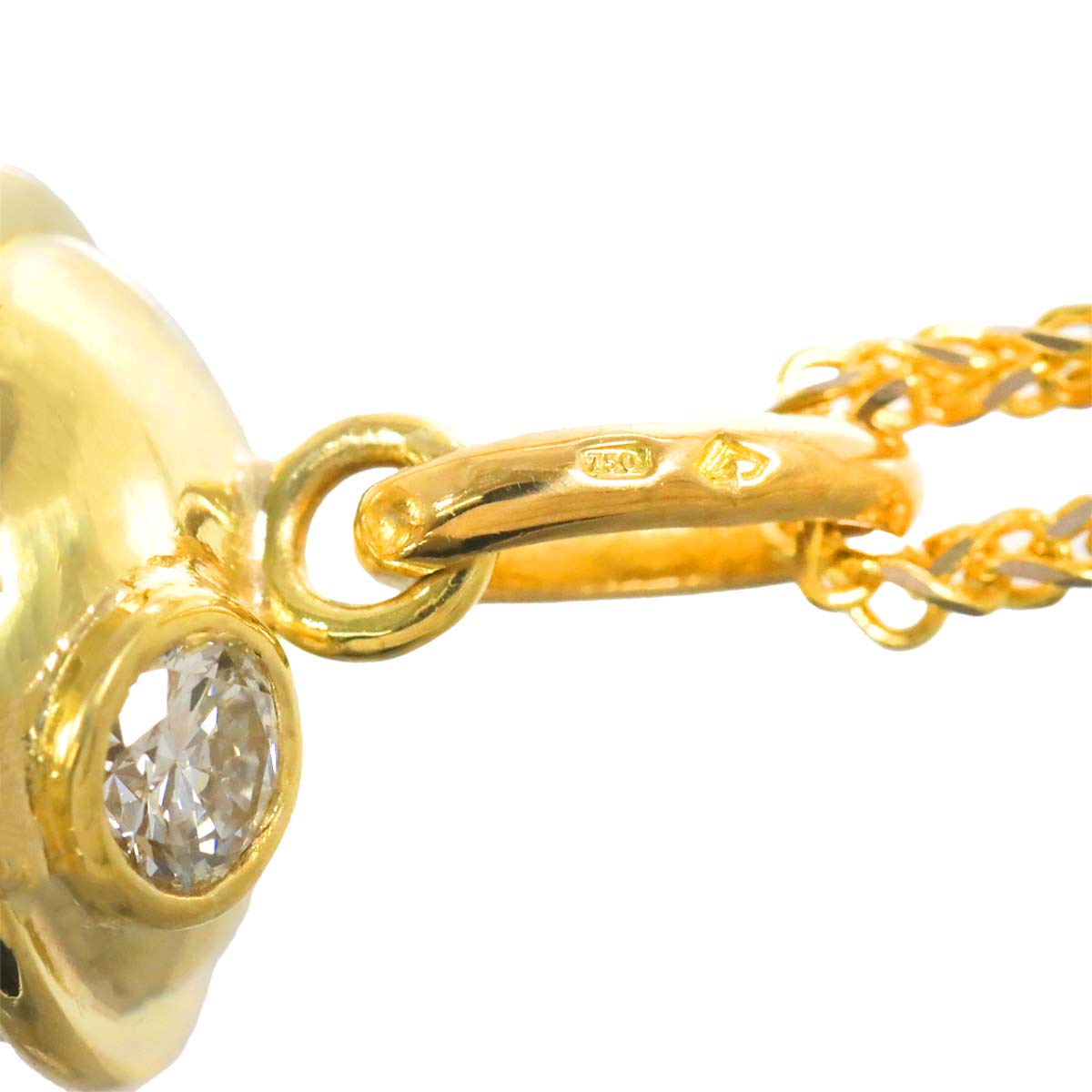 South Sea Pearl Diamond Necklace 18K YG Yellow Gold 750