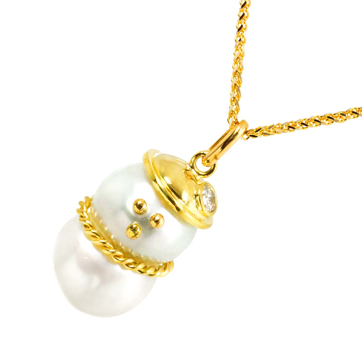 South Sea Pearl Diamond Necklace 18K YG Yellow Gold 750