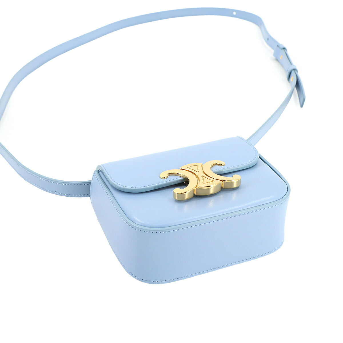 Triomphe Claude Mini Shoulder Bag Leather Pale Blue 10I513DPV