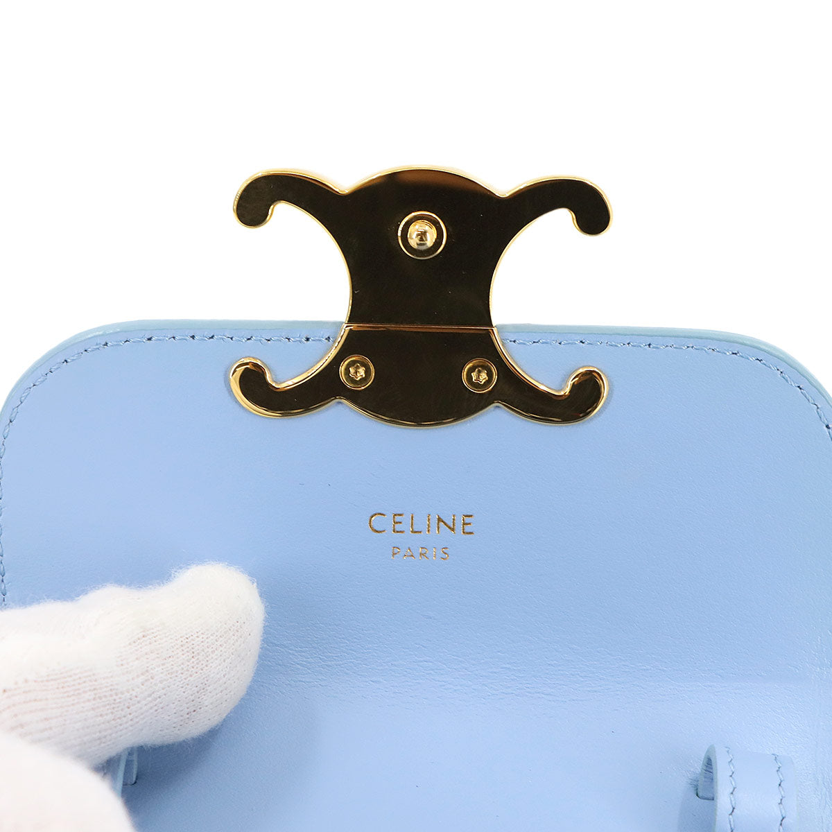 Triomphe Claude Mini Shoulder Bag Leather Pale Blue 10I513DPV