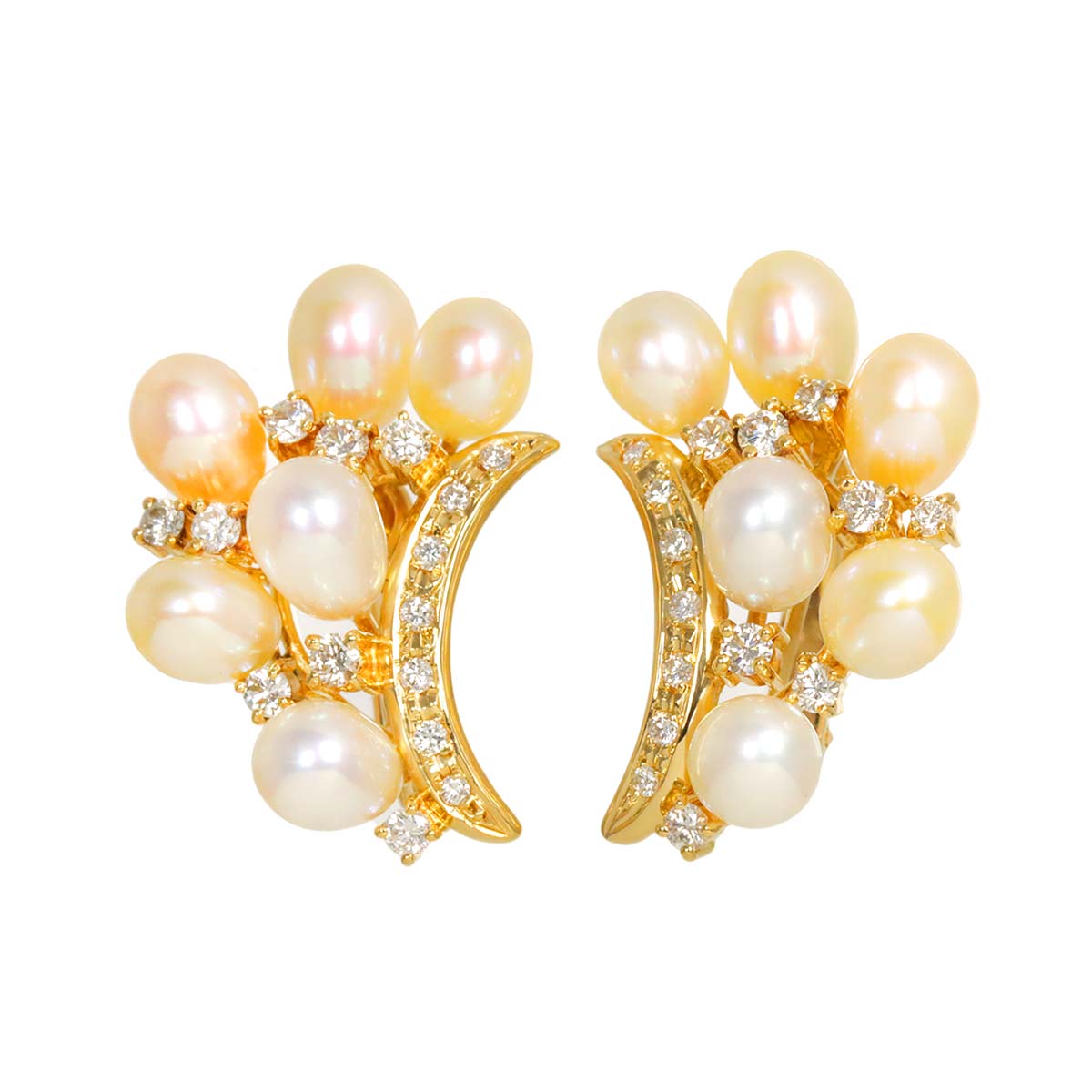 Freshwater cultured pearl Diamond 0.51/0.51ct Earrings 18K YG