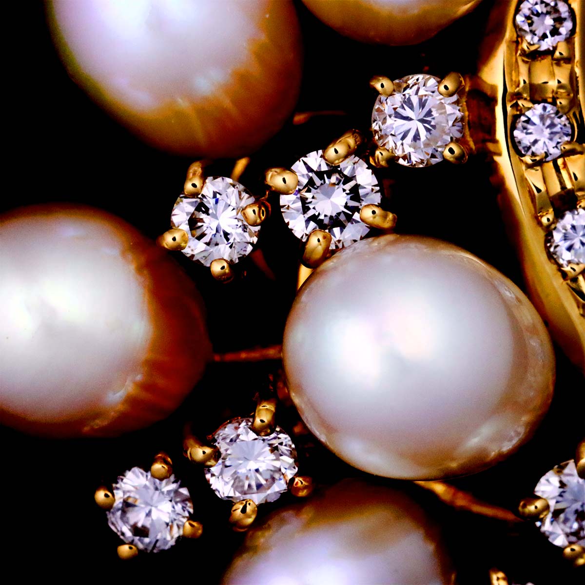 Freshwater cultured pearl Diamond 0.51/0.51ct Earrings 18K YG