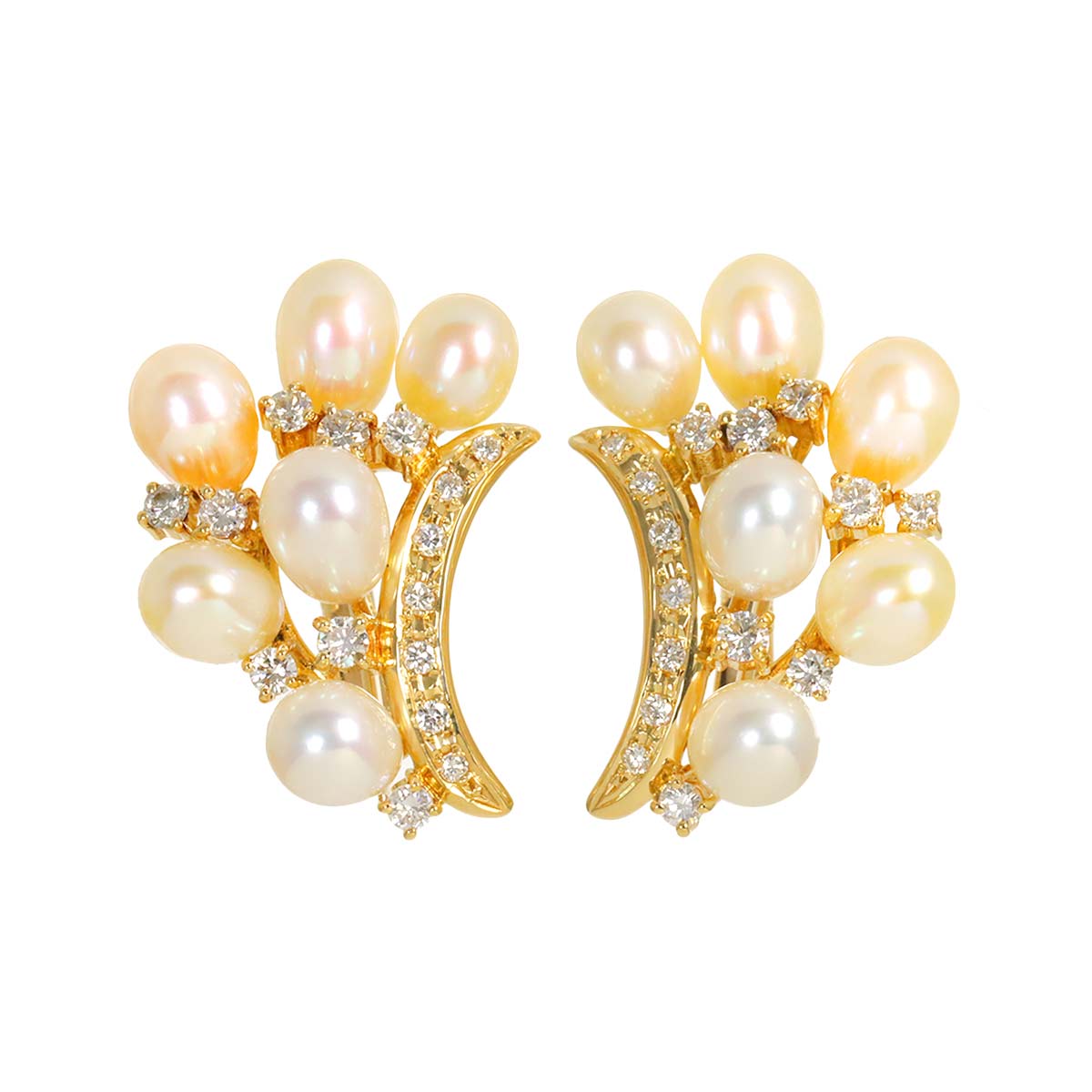 Freshwater cultured pearl Diamond 0.51/0.51ct Earrings 18K YG